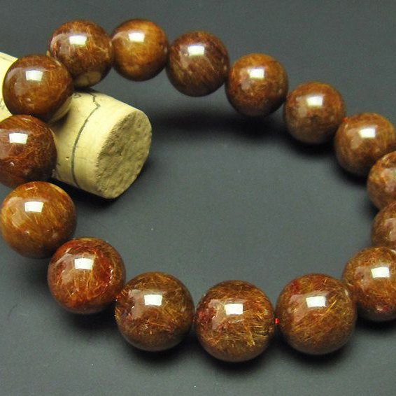 金針ルチル水晶 ブレスレット 13mm [T15-9609]