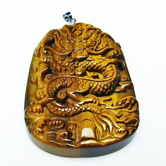 タイガーアイ 手彫り 龍 ペンダント [T152-891]