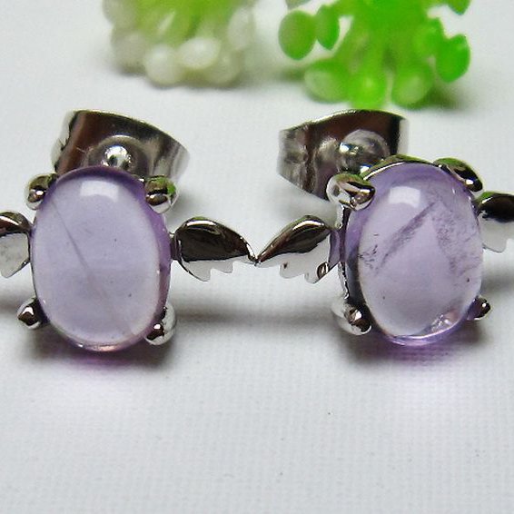 アメジスト天使ピアス[T158-5379]