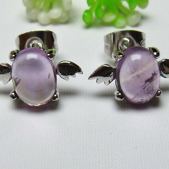 アメジスト天使ピアス[T158-5387]