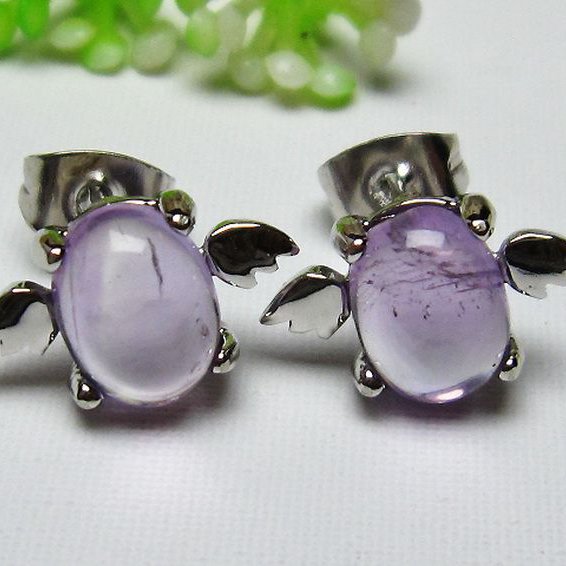 アメジスト天使ピアス[T158-5424]