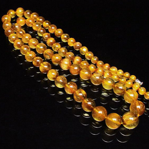 ゴールドタイチンルチル ネックレス 5mm [T162-365]