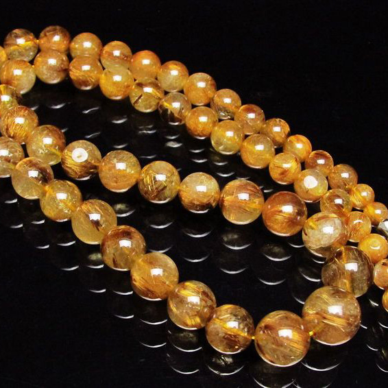 ゴールドタイチンルチル ネックレス 6mm [T162-399]