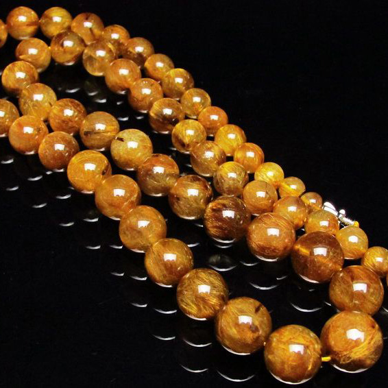 ゴールドタイチンルチル ネックレス 6mm [T162-401]