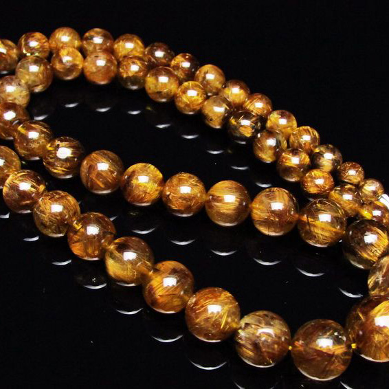 ゴールドタイチンルチル ネックレス 6mm [T162-425]