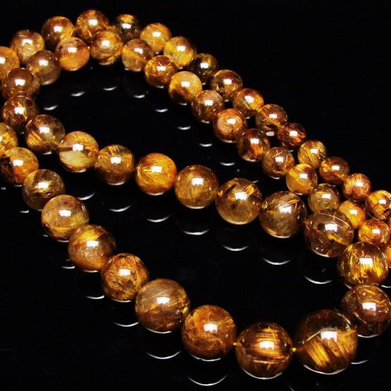 ゴールドタイチンルチル ネックレス 7mm [T162-433]