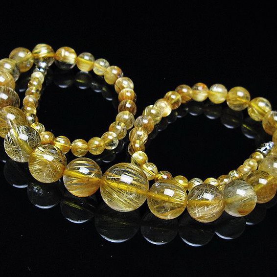 ゴールドタイチンルチル ネックレス 13mm [T162-757]