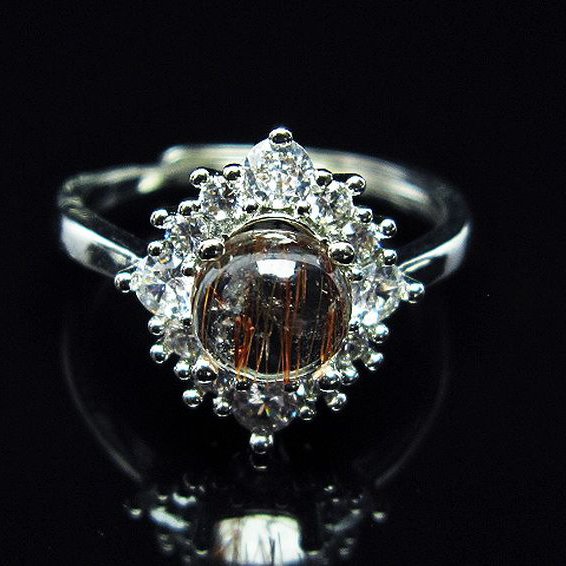 ファイナルグレード金針ルチル水晶 指輪 (19号)[T164-6837]