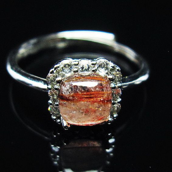 ファイナルグレード金針ルチル水晶 指輪 (16号)[T164-7026]