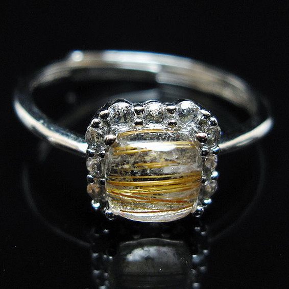 ファイナルグレード金針ルチル水晶 指輪 (16号)[T164-7438]