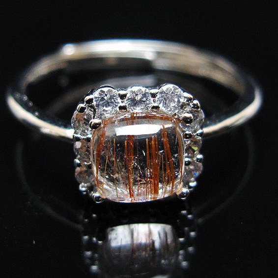 ファイナルグレード金針ルチル水晶 指輪 (15号)[T164-7454]