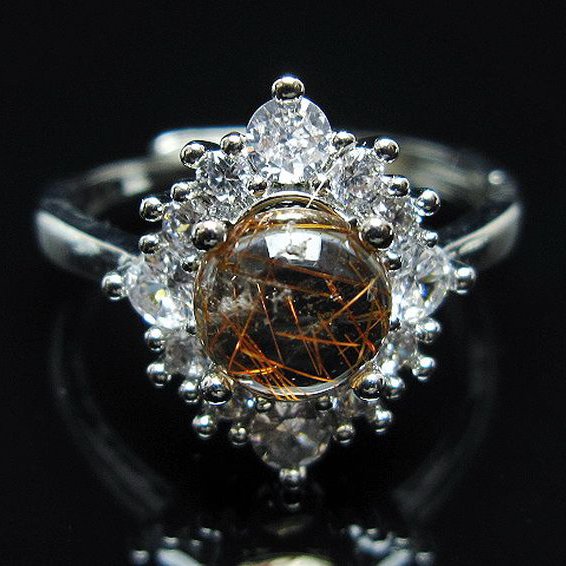 ファイナルグレード金針ルチル水晶 指輪 (18号)[T164-7489]