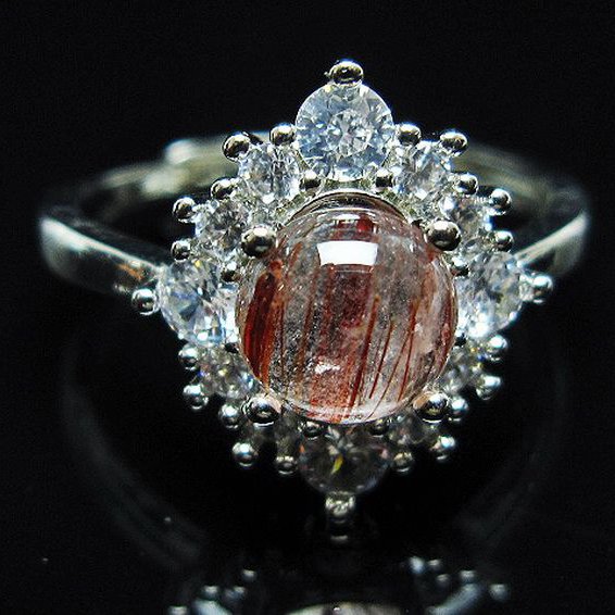 ファイナルグレード金針ルチル水晶 指輪 (19号)[T164-7493]