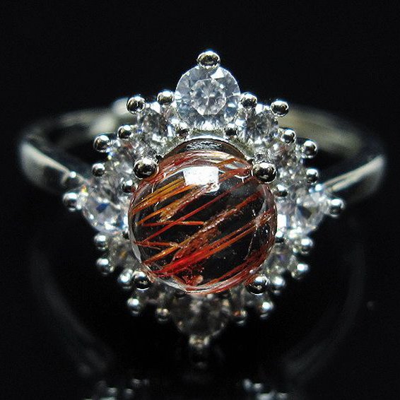 ファイナルグレード金針ルチル水晶 指輪 (18号)[T164-7512]