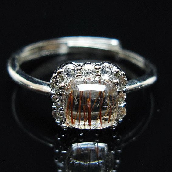 ファイナルグレード金針ルチル水晶 指輪 (15号)[T164-7544]