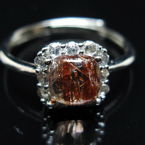 ファイナルグレード金針ルチル水晶 指輪 (15号)[T164-7559]