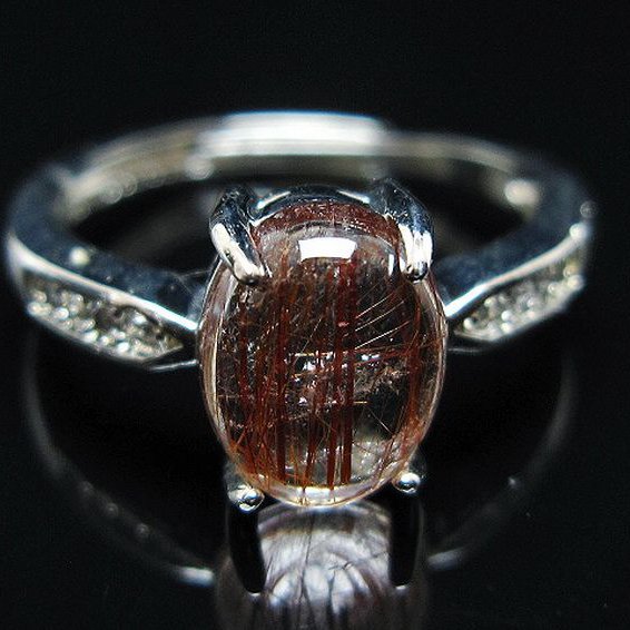 ファイナルグレード金針ルチル水晶 指輪 (14号)[T164-7560]