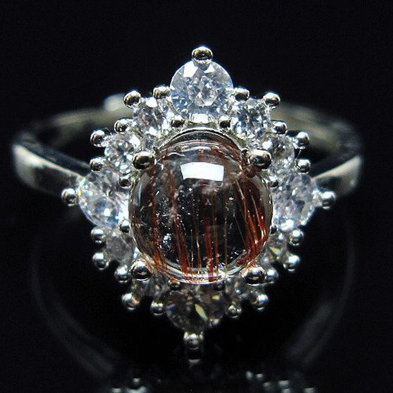 ファイナルグレード金針ルチル水晶 指輪 (19号)[T164-7562]