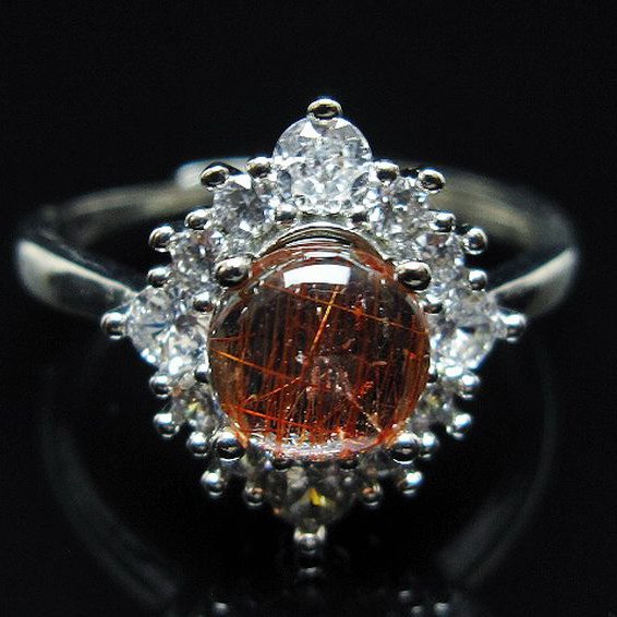 ファイナルグレード金針ルチル水晶 指輪 (21号)[T164-7563]