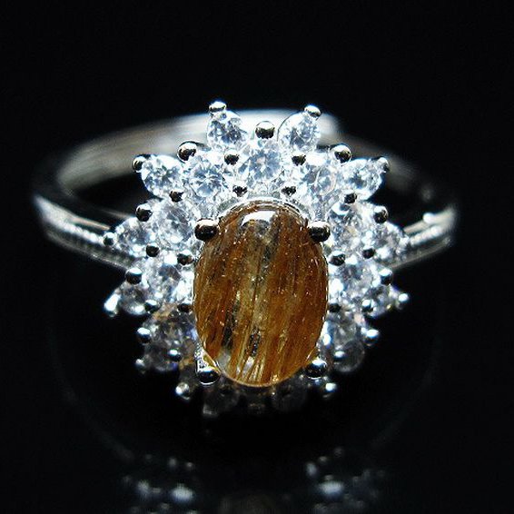 ファイナルグレード金針ルチル水晶 指輪 (18号)[T164-7614]