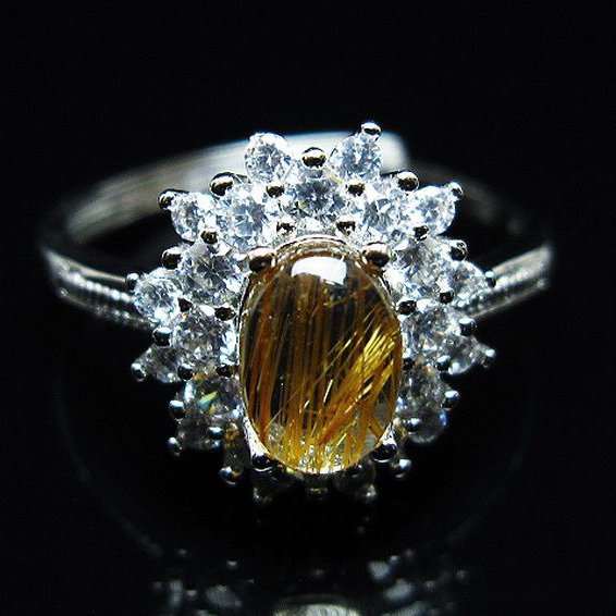 ファイナルグレード金針ルチル水晶 指輪 (17号)[T164-7632]