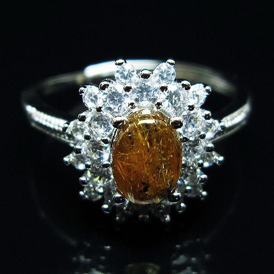 ファイナルグレード金針ルチル水晶 指輪 (18号)[T164-7644]