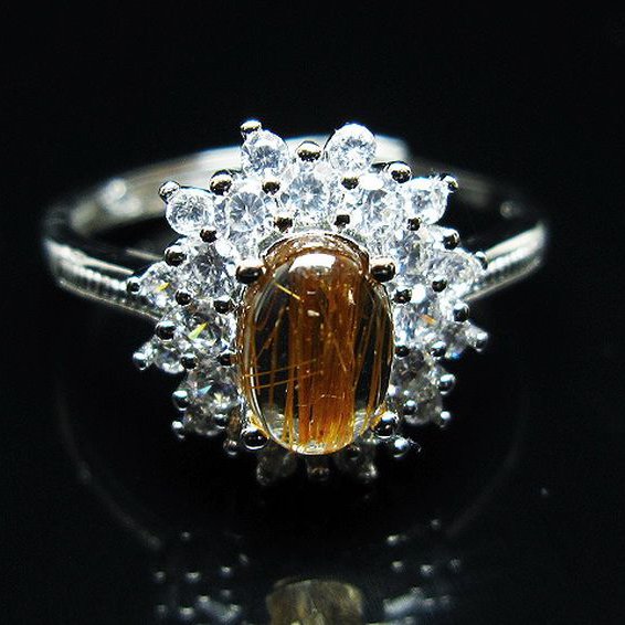 ファイナルグレード金針ルチル水晶 指輪 (18号)[T164-7657]