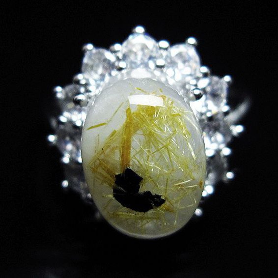 ゴールドタイチンルチル 指輪 (16号)[T164-7684]