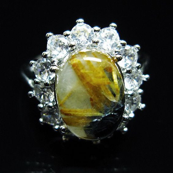 ゴールドタイチンルチル 指輪 (16号)[T164-7727]