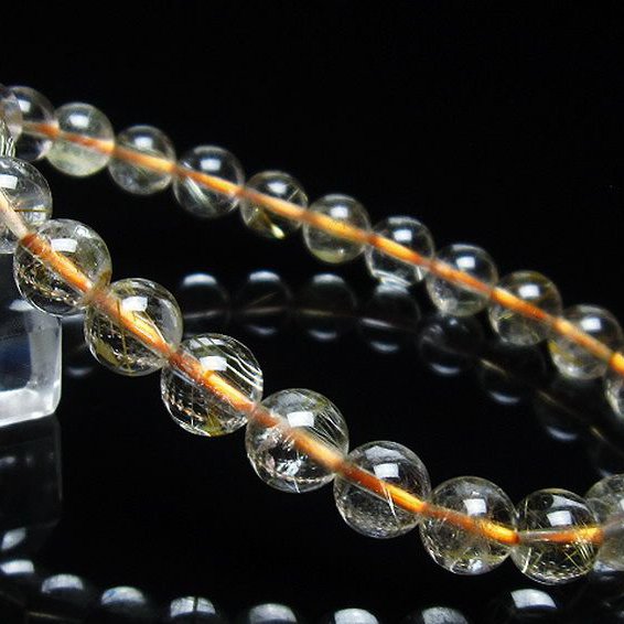 ゴールドタイチンルチル ブレスレット 7mm [T171-6513]