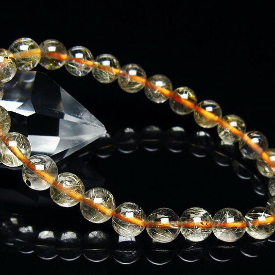 ゴールドタイチンルチル ブレスレット 7mm [t171-7389]