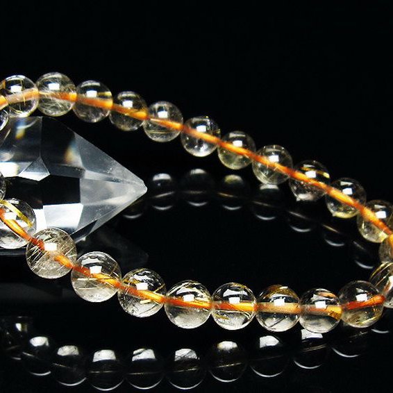 ゴールドタイチンルチル ブレスレット 7mm [T171-7392]