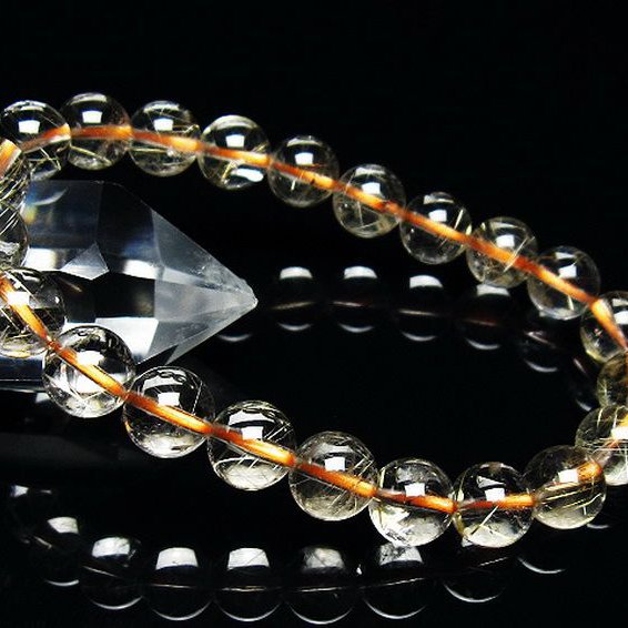 ゴールドタイチンルチル ブレスレット 8mm [T171-7406]