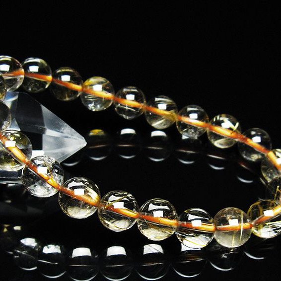 ゴールドタイチンルチル ブレスレット 9mm [T171-7408]