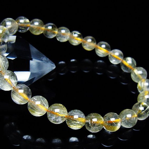 ゴールドタイチンルチル ブレスレット 7mm [T171-7591]