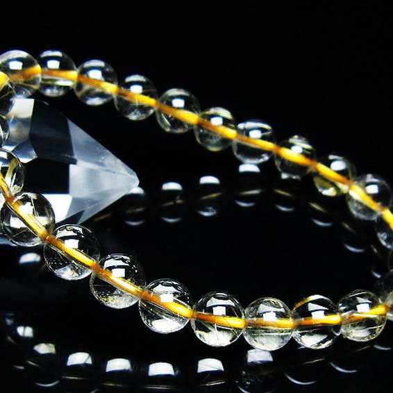 ゴールドタイチンルチル ブレスレット 7mm [t171-7596]