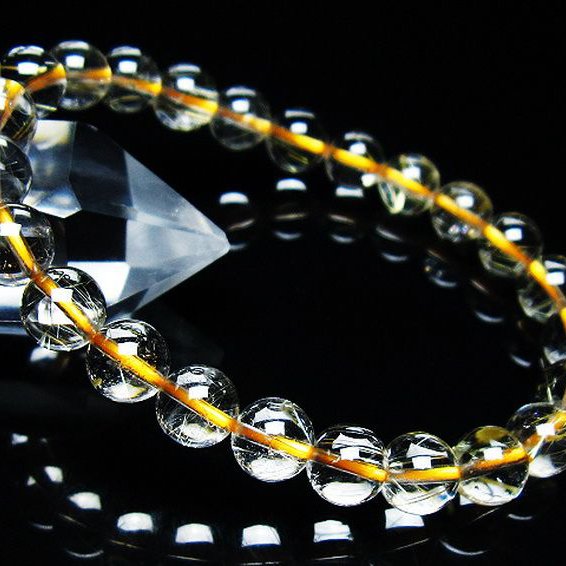 ゴールドタイチンルチル ブレスレット 7mm [T171-7598]