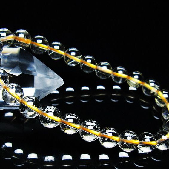 ゴールドタイチンルチル ブレスレット 7mm [T171-7602]