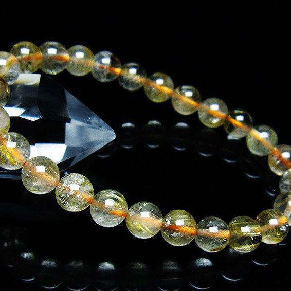 ゴールドタイチンルチル ブレスレット 7mm [T171-7605]