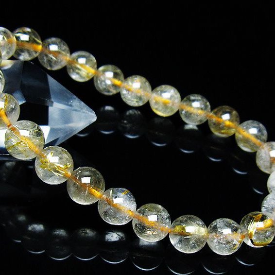 ゴールドタイチンルチル ブレスレット 8mm [T171-7615]