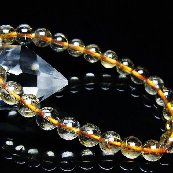 ゴールドタイチンルチル ブレスレット 7mm [T171-7668]