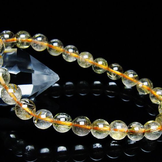 ゴールドタイチンルチル ブレスレット 7mm [T171-7676]