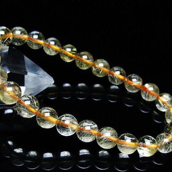 ゴールドタイチンルチル ブレスレット 7mm [T171-7691]