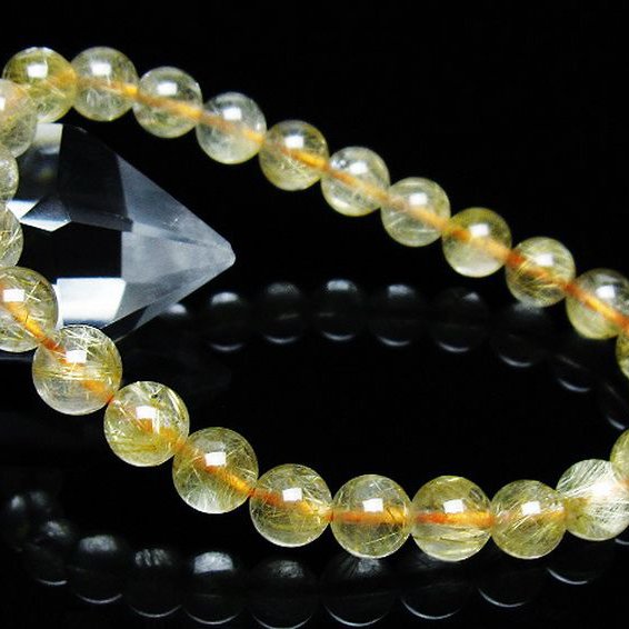 ゴールドタイチンルチル ブレスレット 7mm [T171-7693]