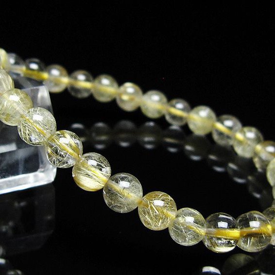 ゴールドタイチンルチル ブレスレット 6mm [t171-7953]