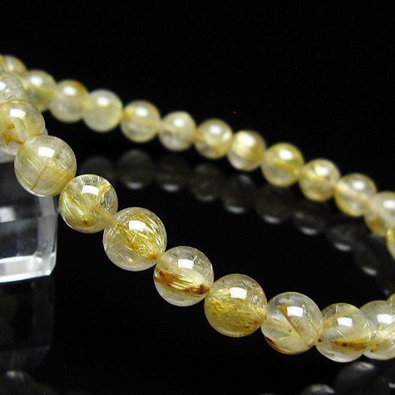 ゴールドタイチンルチル ブレスレット 6mm [t171-7961]