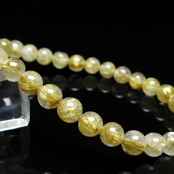 ゴールドタイチンルチル ブレスレット 7mm [t171-7967]