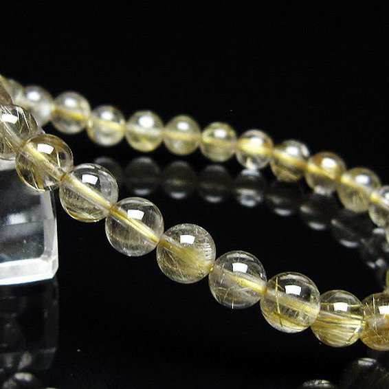 ゴールドタイチンルチル ブレスレット 7mm [t171-8016]