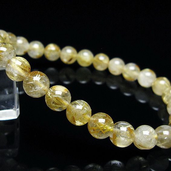 ゴールドタイチンルチル ブレスレット 7mm [t171-8021]