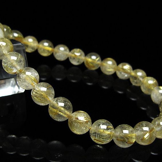 ゴールドタイチンルチル ブレスレット 7mm [t171-8253]